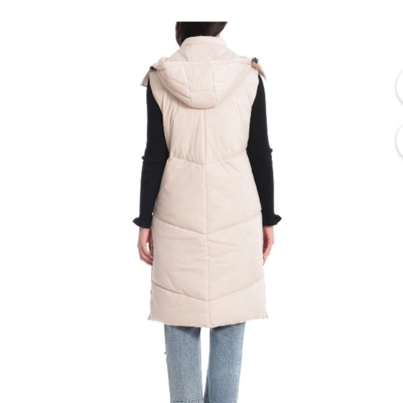 AVEC LES FILLES Thermapuff Long Line Removable Hood Puffer Vest Sz-L - Picture 12 of 16